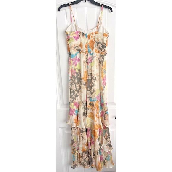 GUESS Women's Sleeveless High-Low Vicky Maxi Dress Floral Print Butter Yellow S - Picture 13 of 16